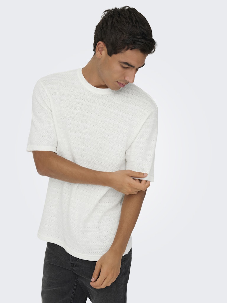 ONSGIVO REG 12 SS CREW KNIT - Cloud Dancer