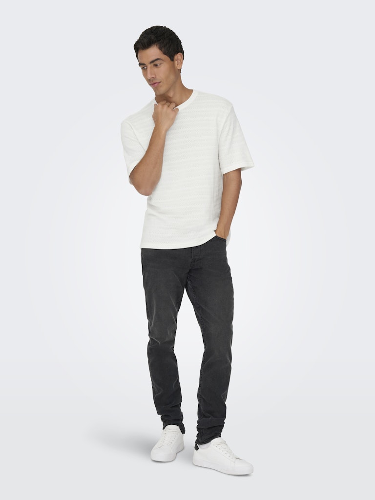 ONSGIVO REG 12 SS CREW KNIT - Cloud Dancer