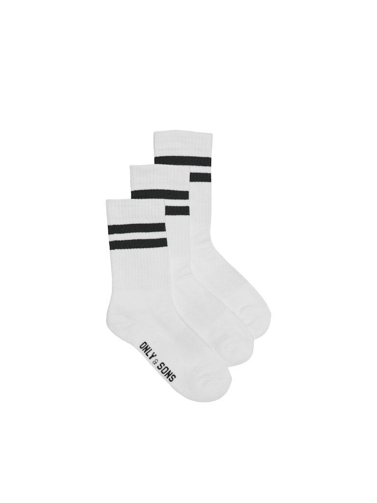 ONSRODY STRIPE 3-PACK TENNIS SOCK - White/Black Stripes