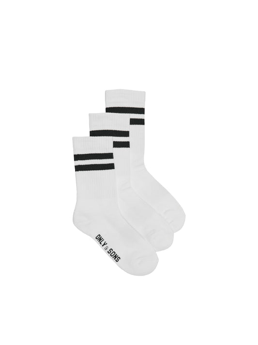 ONSRODY STRIPE 3-PACK TENNIS SOCK - White/Black Stripes