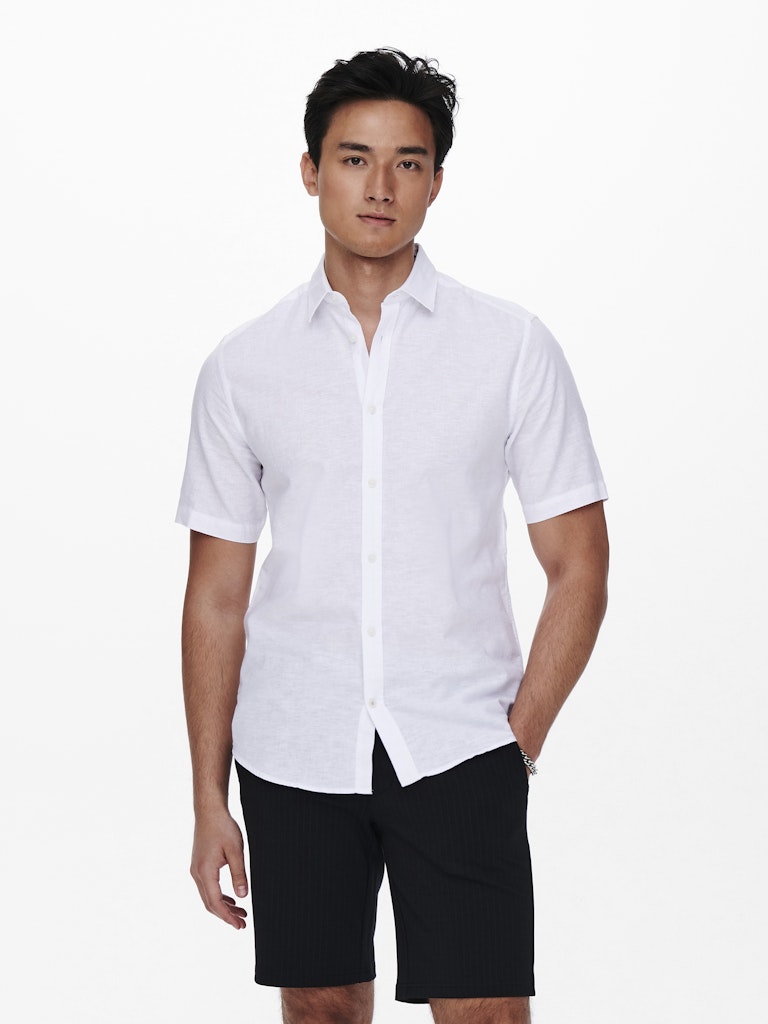 ONSCAIDEN LIFE SS SOLID LINEN BLEND - White