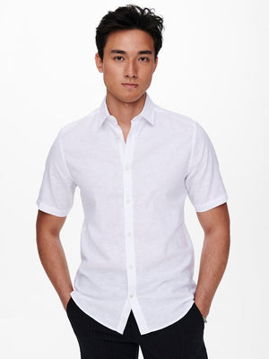 ONSCAIDEN LIFE SS SOLID LINEN BLEND - White