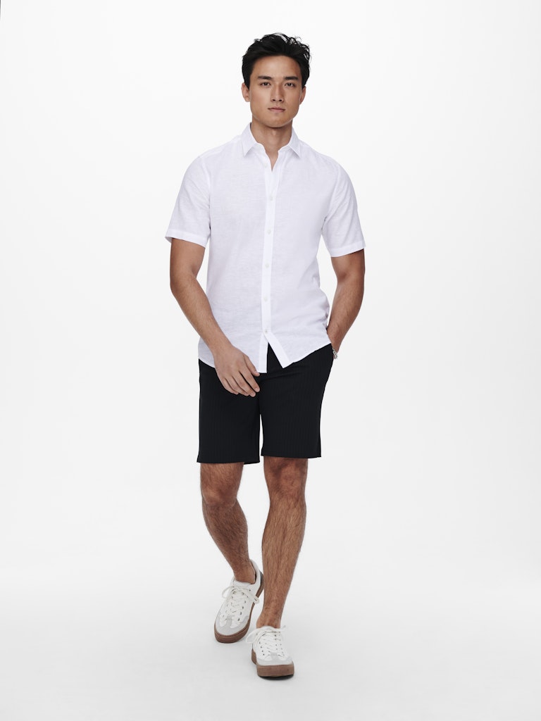 ONSCAIDEN LIFE SS SOLID LINEN BLEND - White