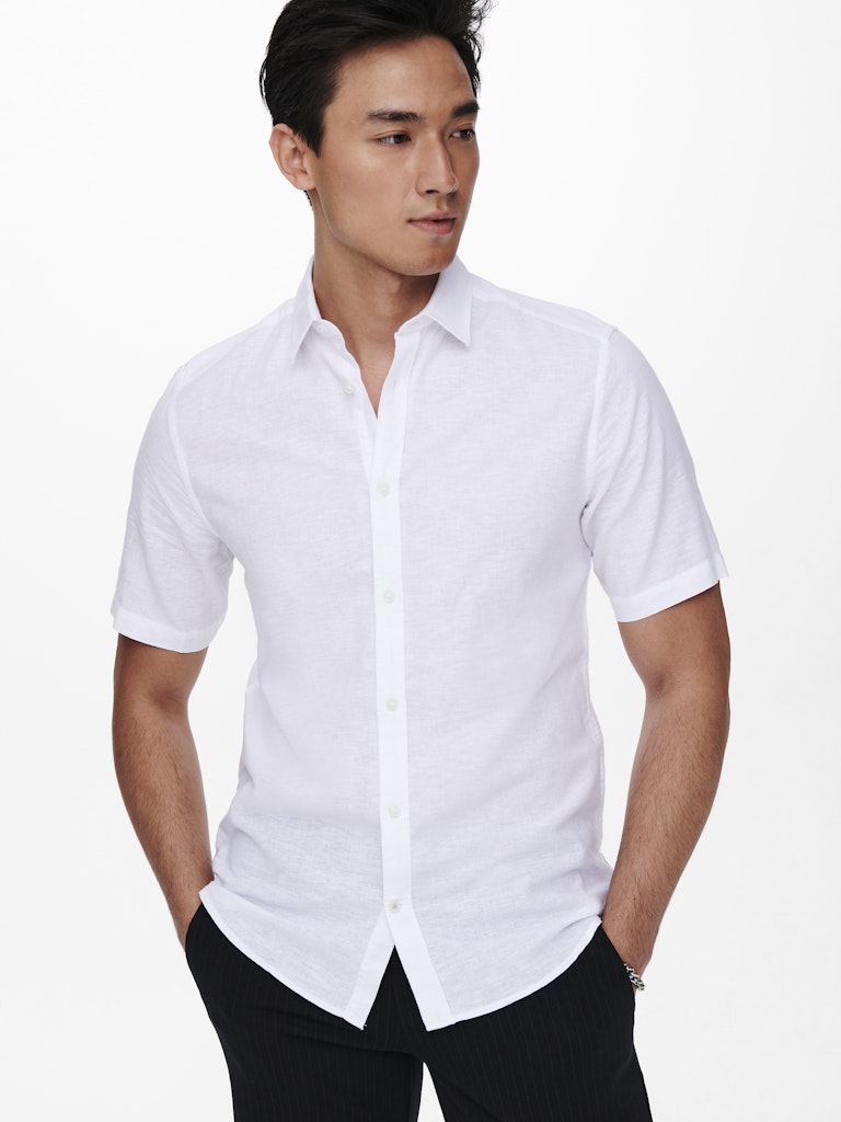 ONSCAIDEN LIFE SS SOLID LINEN BLEND - White