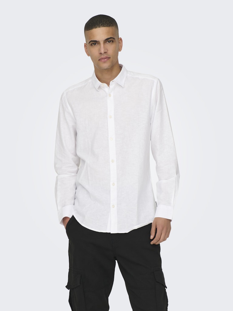 ONSCAIDEN LIFE LS SOLID LINEN BLEND - White