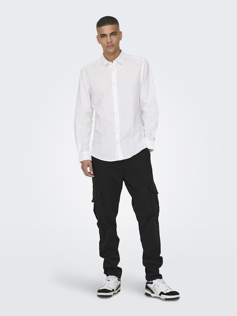 ONSCAIDEN LIFE LS SOLID LINEN BLEND - White