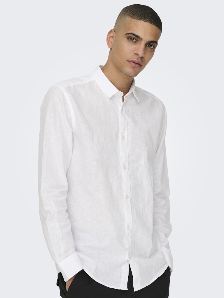 ONSCAIDEN LIFE LS SOLID LINEN BLEND - White