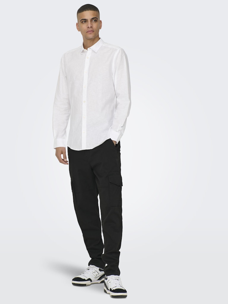 ONSCAIDEN LIFE LS SOLID LINEN BLEND - White