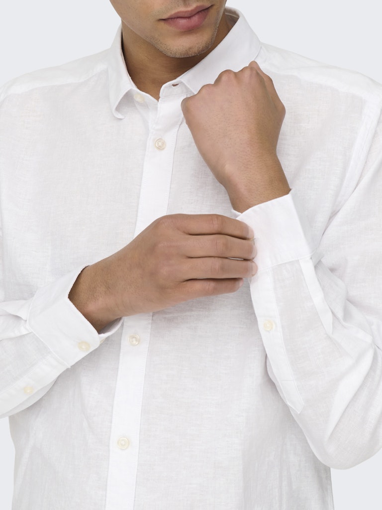 ONSCAIDEN LIFE LS SOLID LINEN BLEND - White