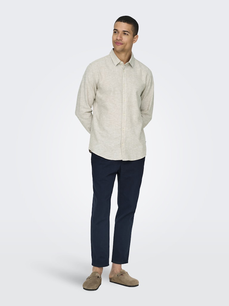 ONSCAIDEN LIFE LS SOLID LINEN BLEND - Chincilla