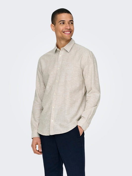 ONSCAIDEN LIFE LS SOLID LINEN BLEND - Chincilla