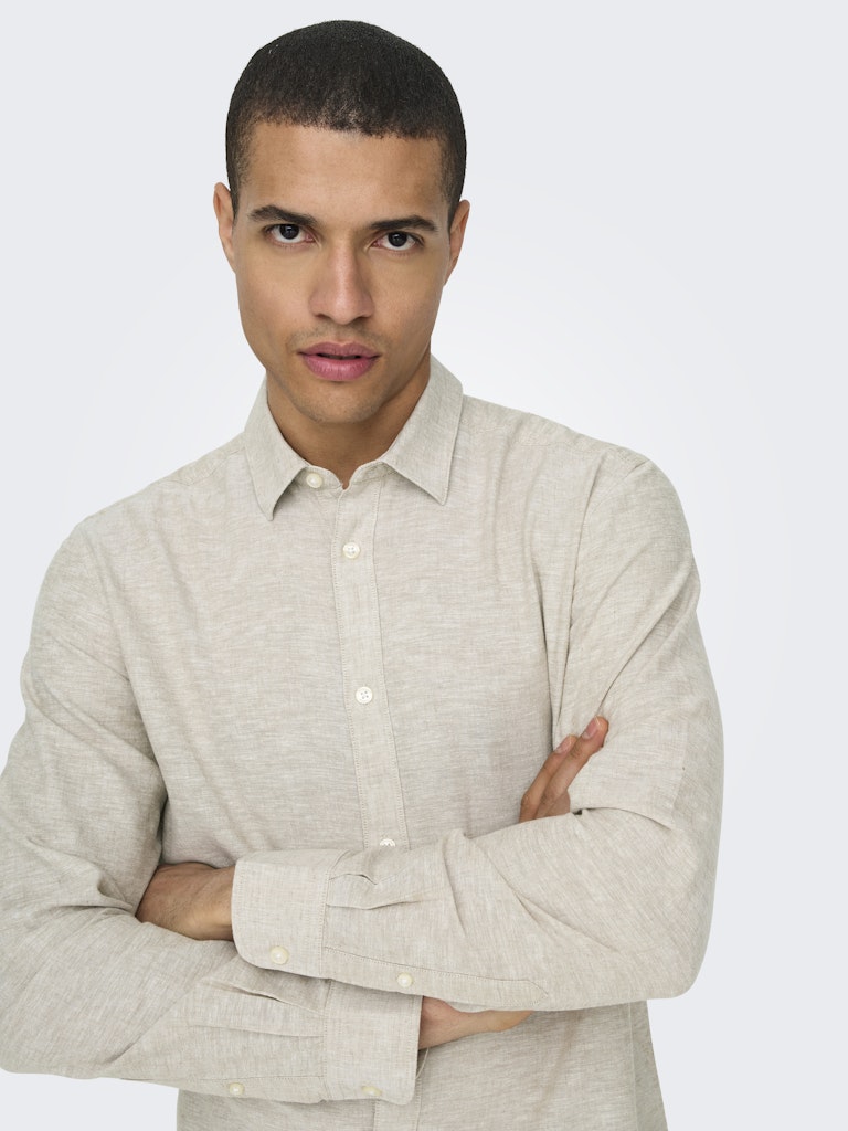 ONSCAIDEN LIFE LS SOLID LINEN BLEND - Chincilla