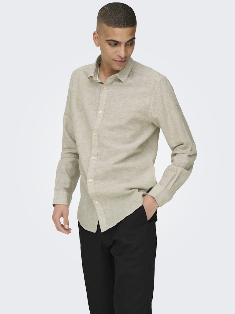 ONSCAIDEN LIFE LS SOLID LINEN BLEND - Chincilla
