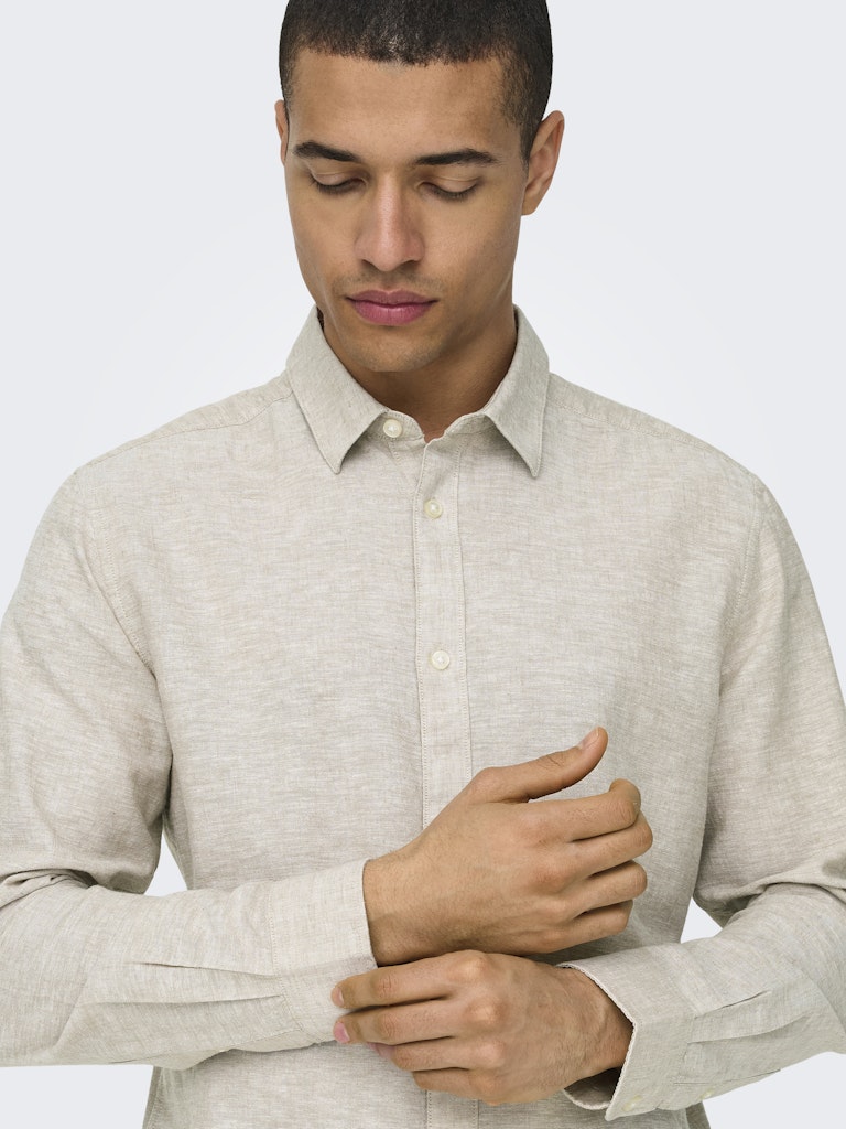 ONSCAIDEN LIFE LS SOLID LINEN BLEND - Chincilla