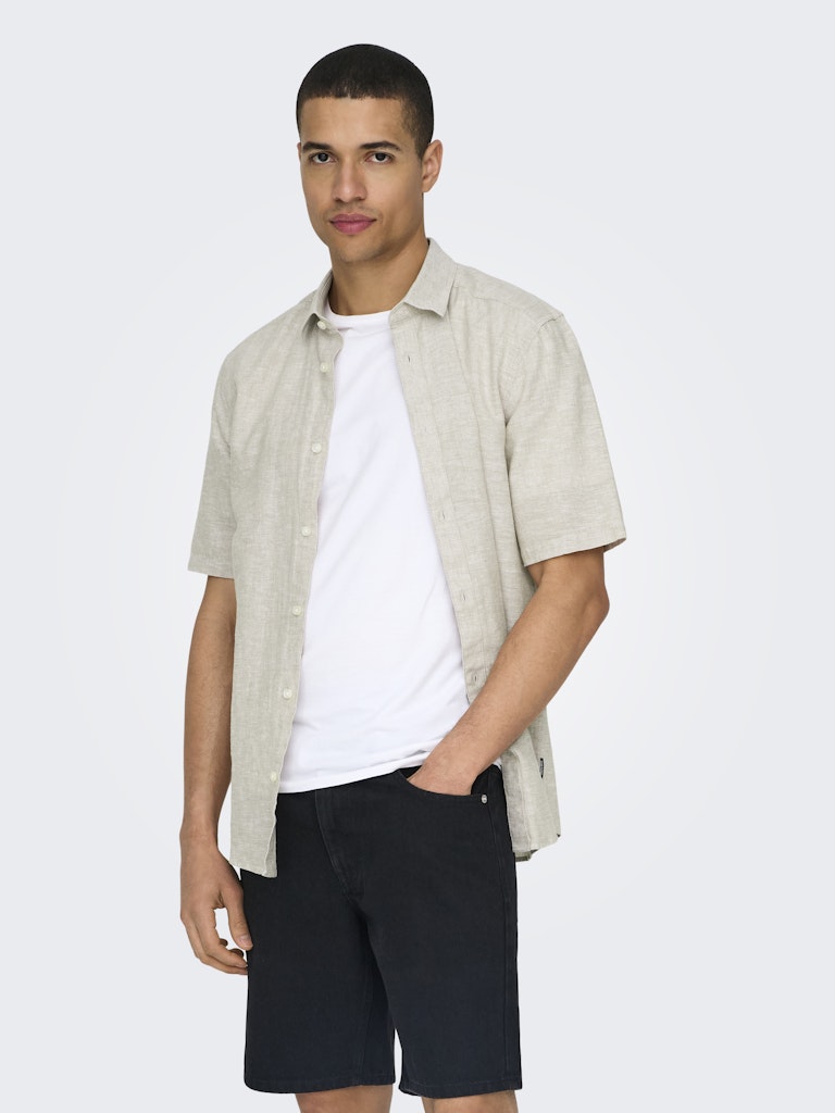 ONSCAIDEN LIFE SS SOLID LINEN BLEND - Chinchilla