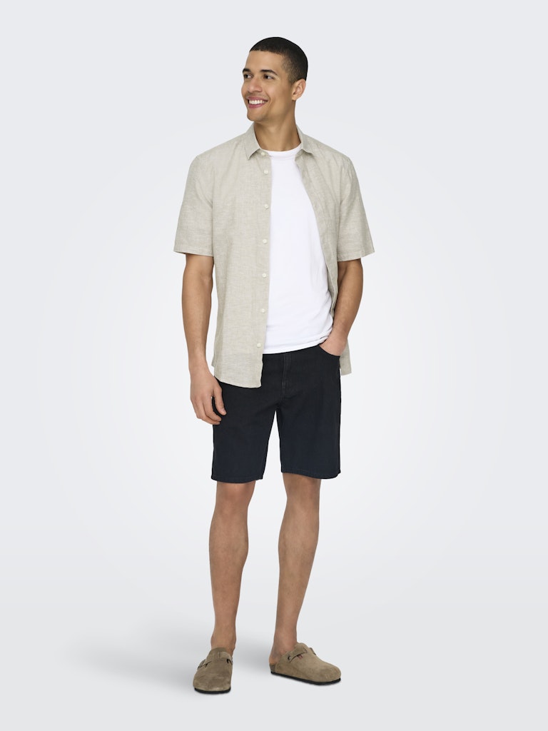 ONSCAIDEN LIFE SS SOLID LINEN BLEND - Chinchilla