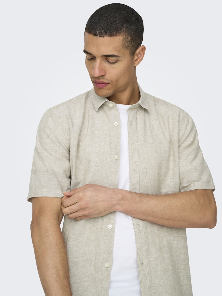 ONSCAIDEN LIFE SS SOLID LINEN BLEND - Chinchilla