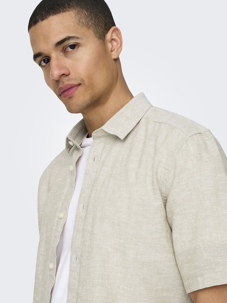 ONSCAIDEN LIFE SS SOLID LINEN BLEND - Chinchilla