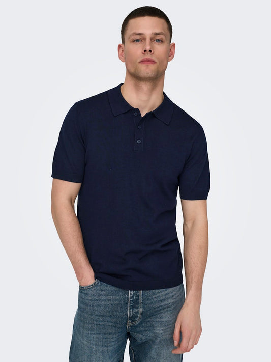 ONSWYLER LIFE REG 14 SS POLO KNIT - Dark Navy