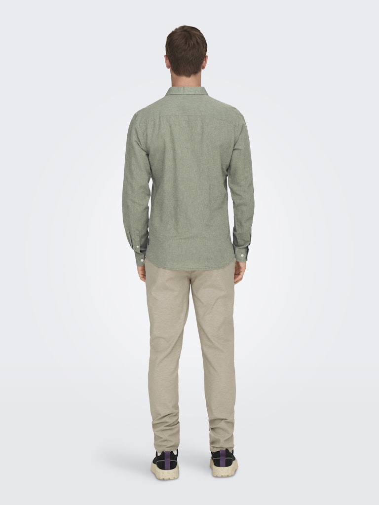ONSCAIDEN LIFE LS SOLID LINEN BLEND - Swamp