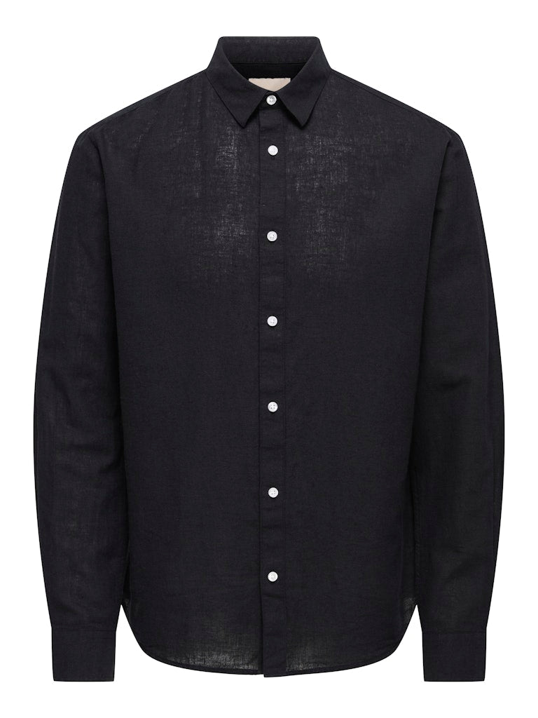 ONSCAIDEN LIFE LS SOLID LINEN BLEND - Black