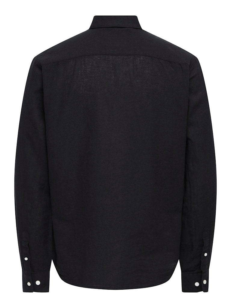 ONSCAIDEN LIFE LS SOLID LINEN BLEND - Black
