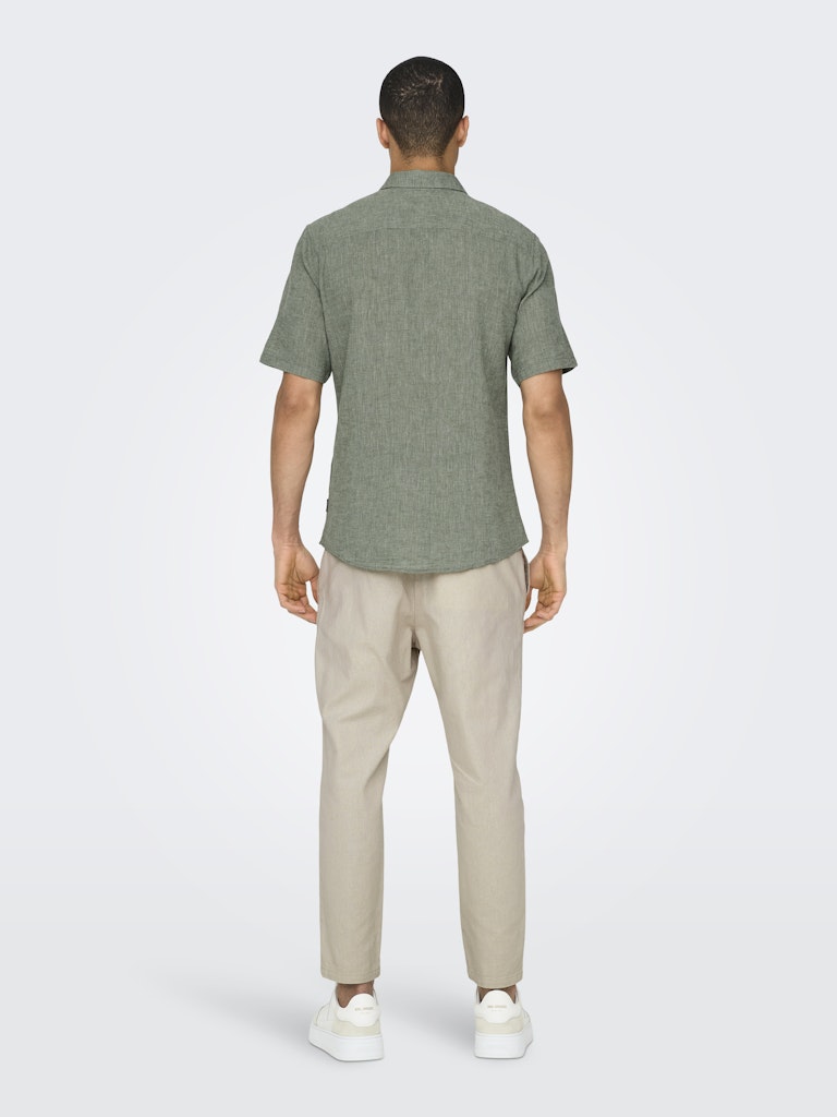 ONSCAIDEN LIFE SS SOLID LINEN BLEND - Swamp