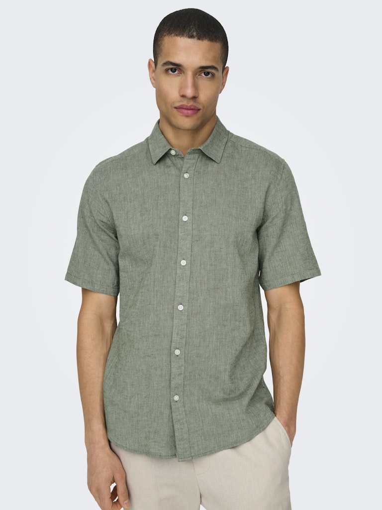 ONSCAIDEN LIFE SS SOLID LINEN BLEND - Swamp