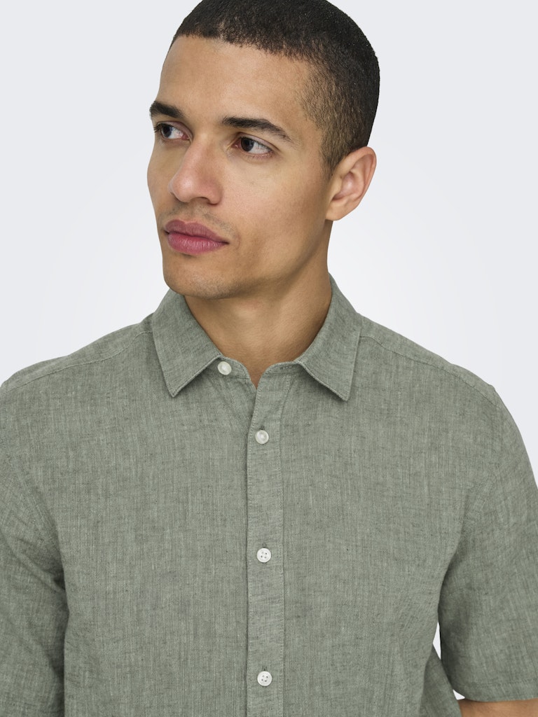 ONSCAIDEN LIFE SS SOLID LINEN BLEND - Swamp