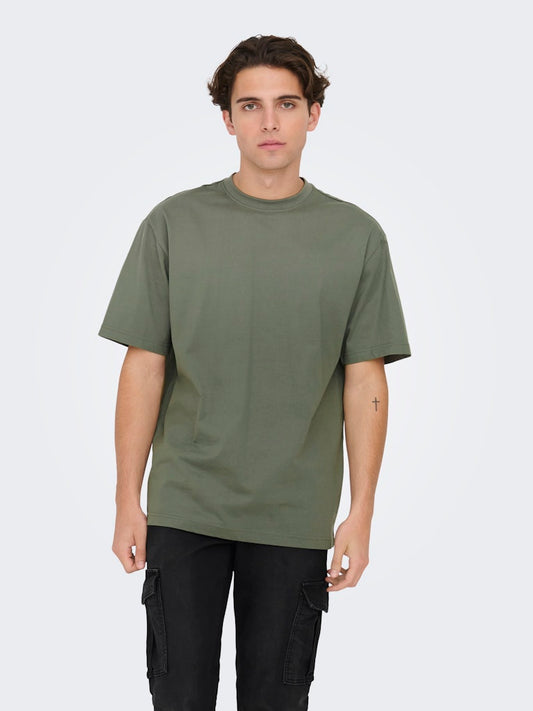 ONSFRED LIFE RLX SS TEE - Castor Gray
