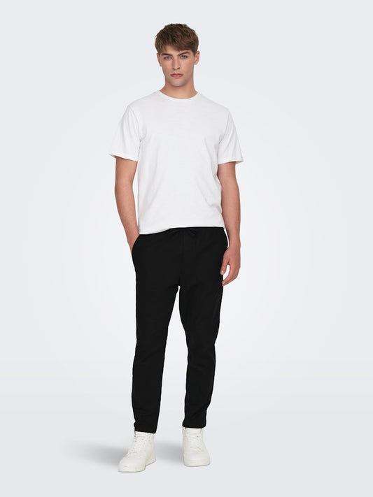 ONSLINUS CROP 0007 COT LIN PANT - Black