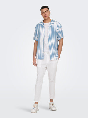 ONSLINUS CROP 0007 COT LIN PANT - Bright White