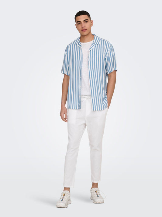 ONSLINUS CROP 0007 COT LIN PANT - Bright White