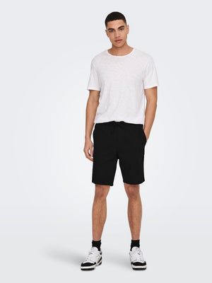 ONSLINUS 0007 COT LIN SHORTS - Black