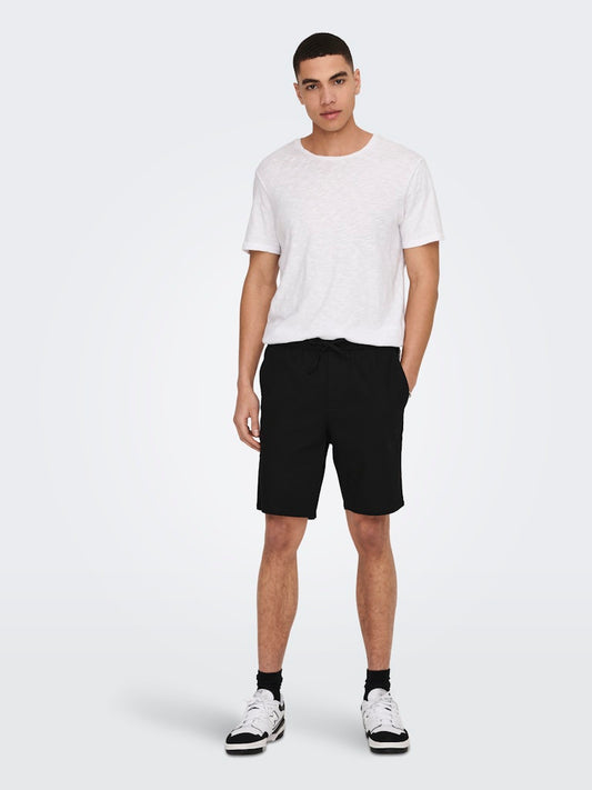 ONSLINUS 0007 COT LIN SHORTS - Black