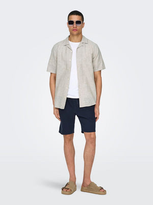 ONSLINUS 0007 COT LIN SHORTS - Dark Navy
