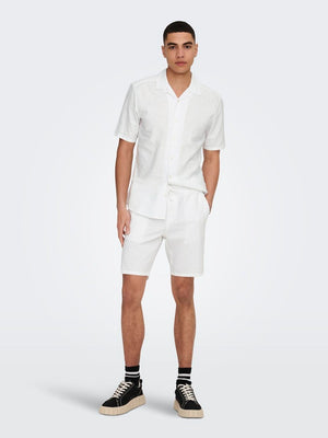 ONSLINUS 0007 COT LIN SHORTS - White