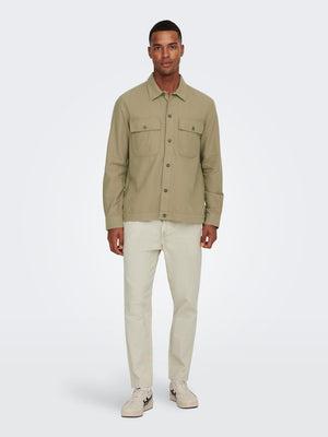 ONSLINUS CROP 0007 COT LIN PANT -Silver Lining