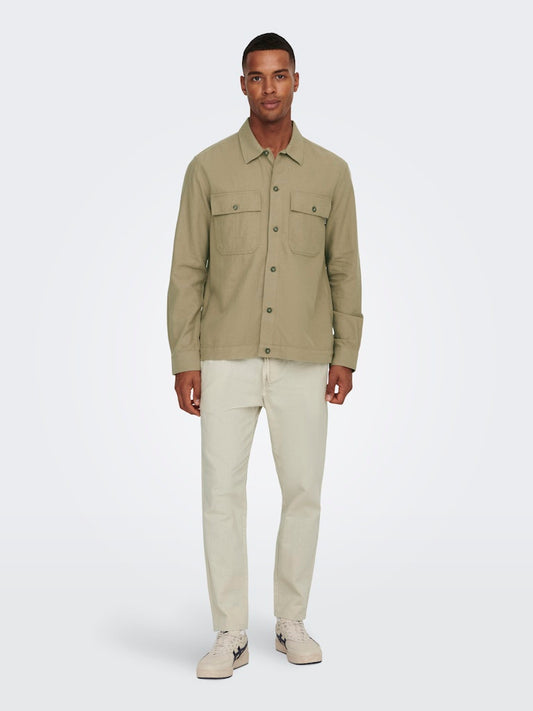 ONSLINUS CROP 0007 COT LIN PANT -Silver Lining