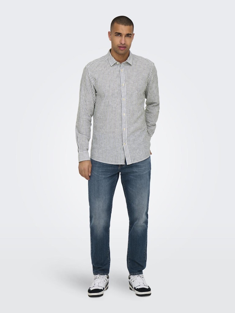 ONSCAIDEN LIFE LS STRIPE LINEN 660 - Dark Navy
