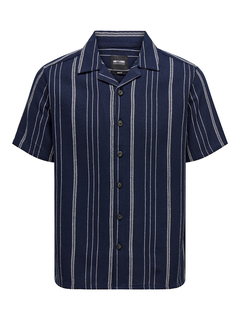 ONSTREV LIFE REG STRIPE SS SHIRT - Dark Navy