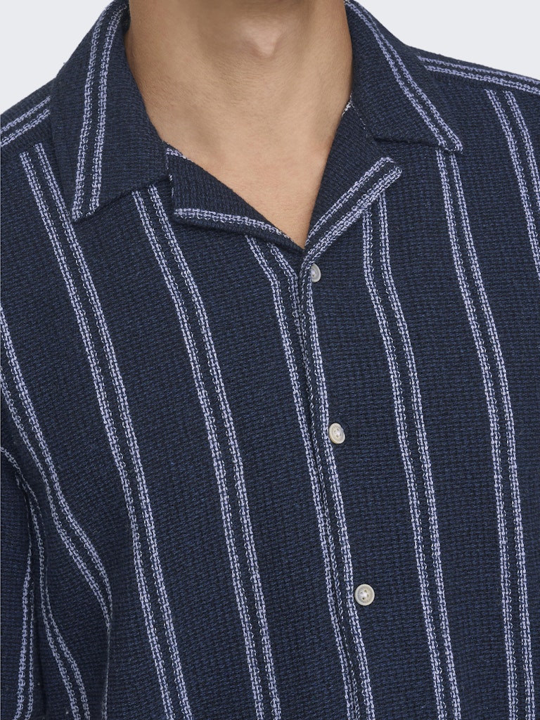 ONSTREV LIFE REG STRIPE SS SHIRT - Dark Navy