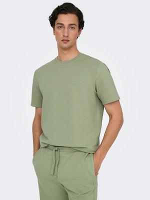 ONSKIAN LIFE REG SEERSUCKER SS TEE - Seagrass