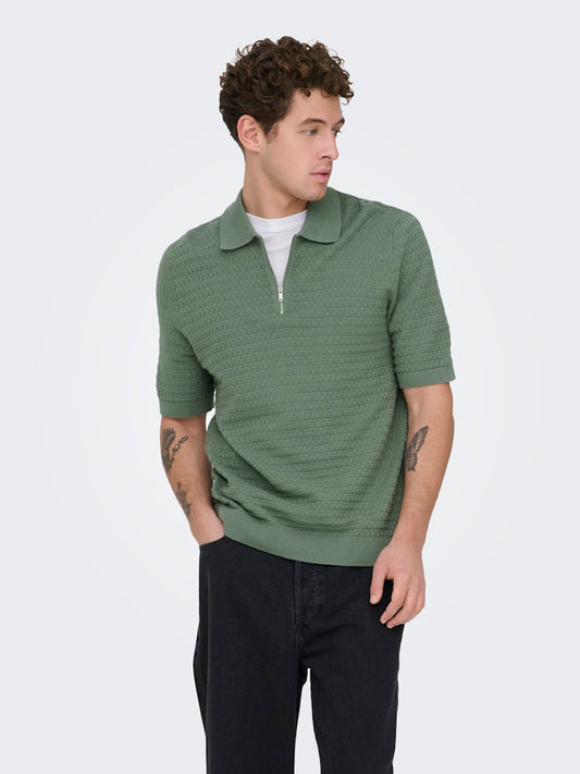 ONSMENU REG SS STRUCTURE POLO KNIT - Agave Green