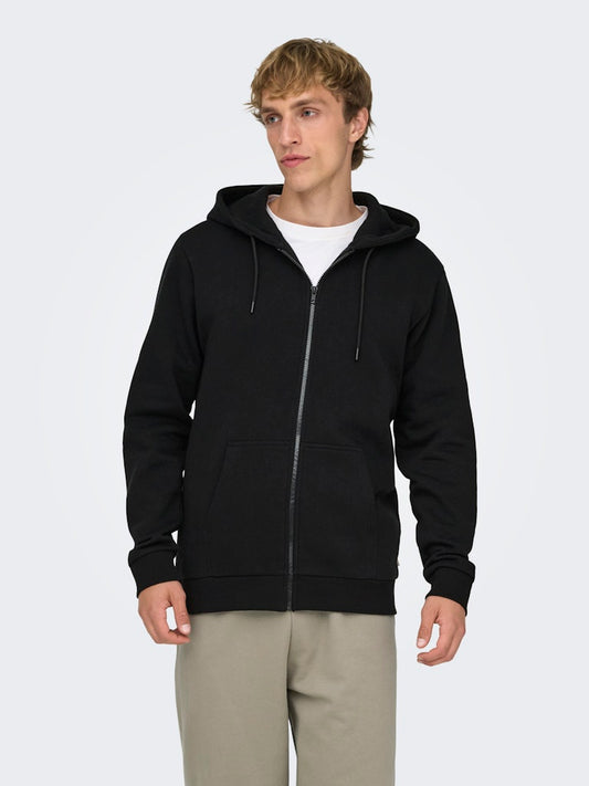 ONSCERES ZIP THR. HOODIE SWEAT - Black