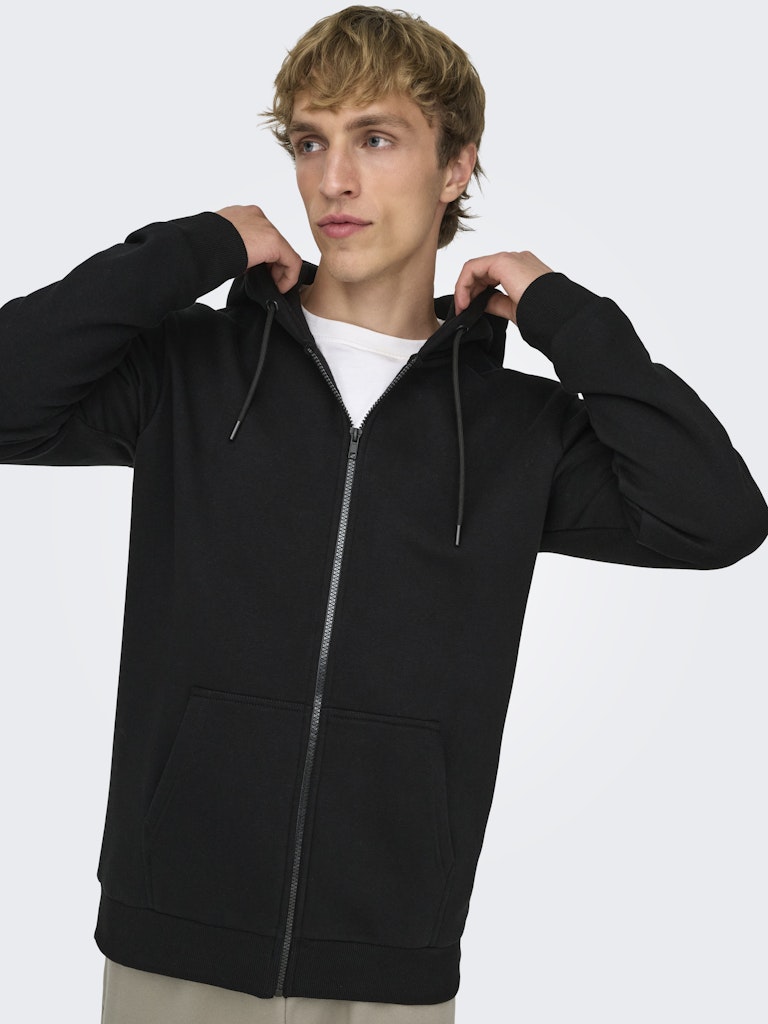 ONSCERES ZIP THR. HOODIE SWEAT - Black