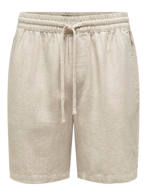 ONSTEL VISC LIN SHORTS 0075 - Oatmeal