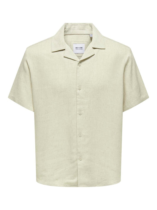 ONSKARI RESORT SS SHIRT VISC LIN 0075 - Oatmeal