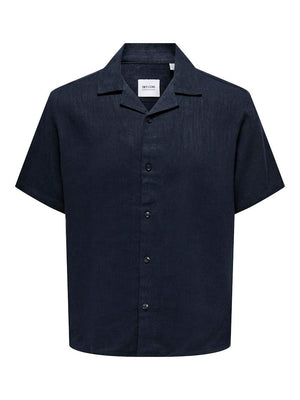 ONSKARI RESORT SS SHIRT VISC LIN 0075 - Dark Navy