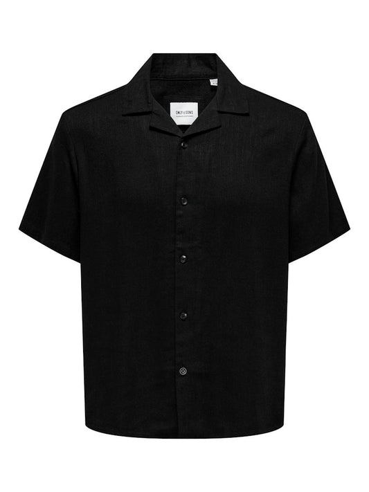ONSKARI RESORT SS SHIRT VISC LIN 0075 - Black